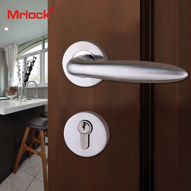 Mrlock stainless steel lock interior indoor solid handle bedroom door lever lock 2