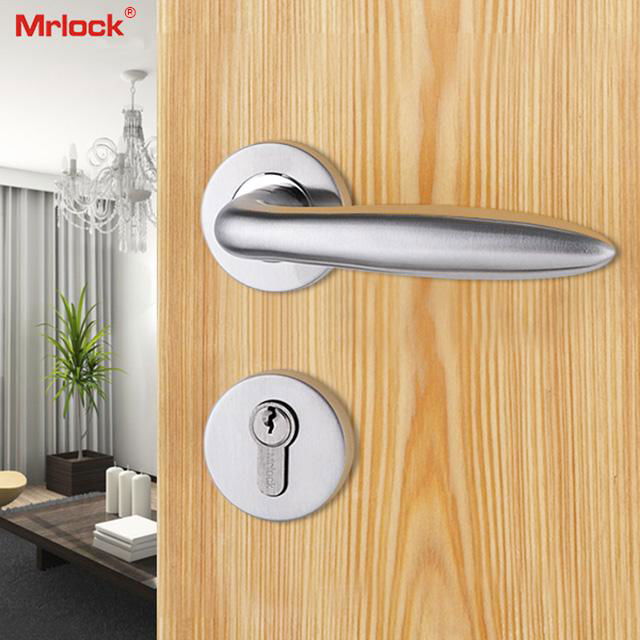 Mrlock stainless steel lock interior indoor solid handle bedroom door lever lock 5