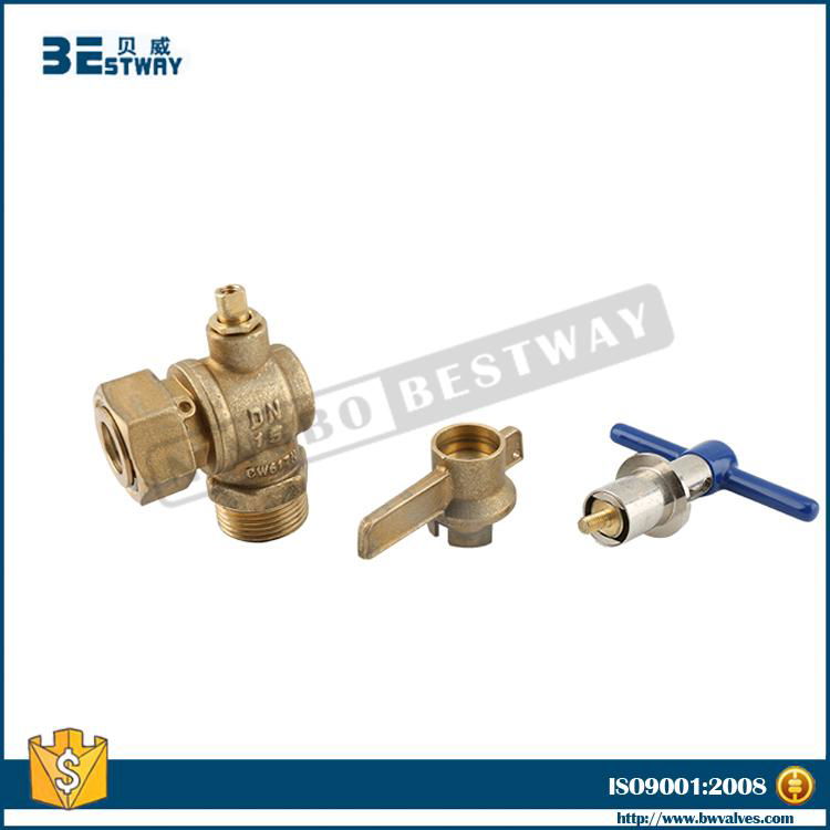 Lockable lever angle type external thread valve with check valve 4