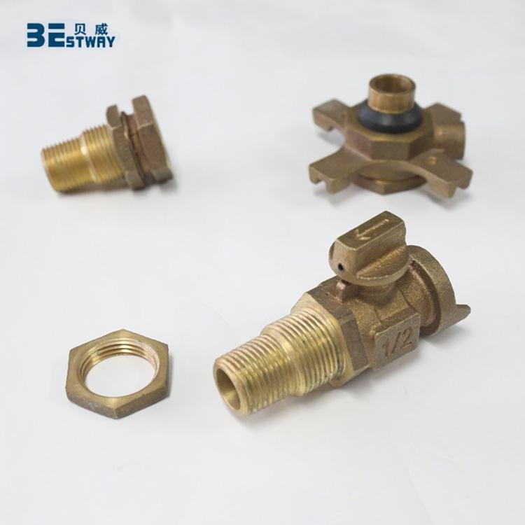 Water meter connection adjustable bronze inlet outlet nipple with ball valve 2