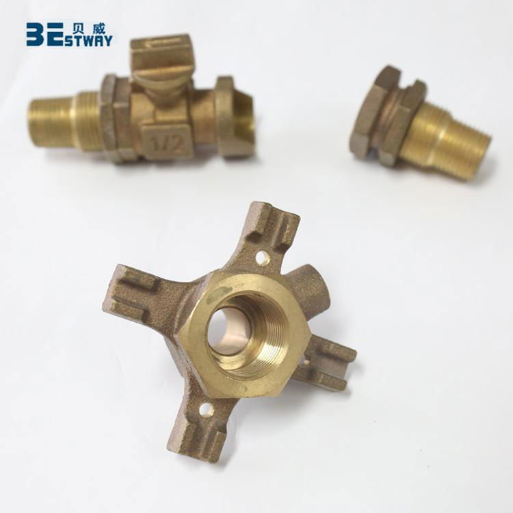 Water meter connection adjustable bronze inlet outlet nipple with ball valve 4