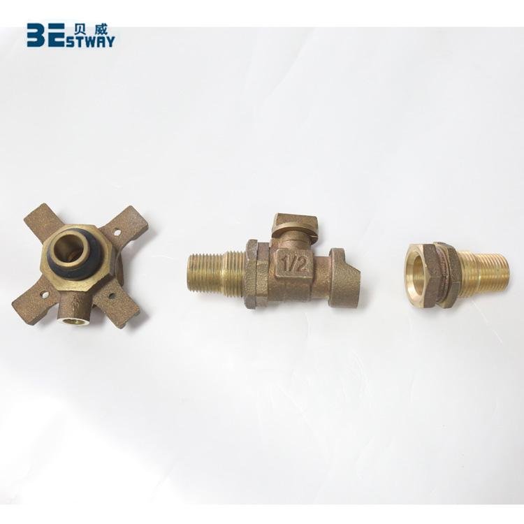Water meter connection adjustable bronze inlet outlet nipple with ball valve