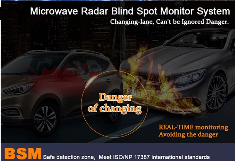 Car Security 24GHZ Microwave Blind Spot Detection System With LED Mirror 4