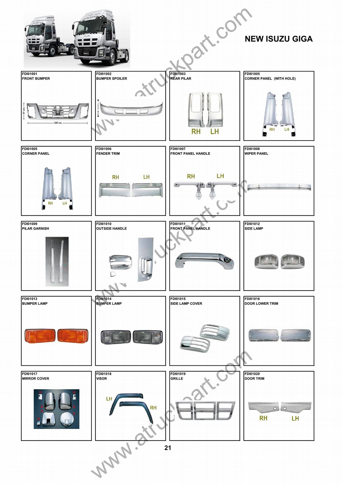 ISUZU NEW GIGA Truck Spare Parts accesories body parts FDI01 FDONG