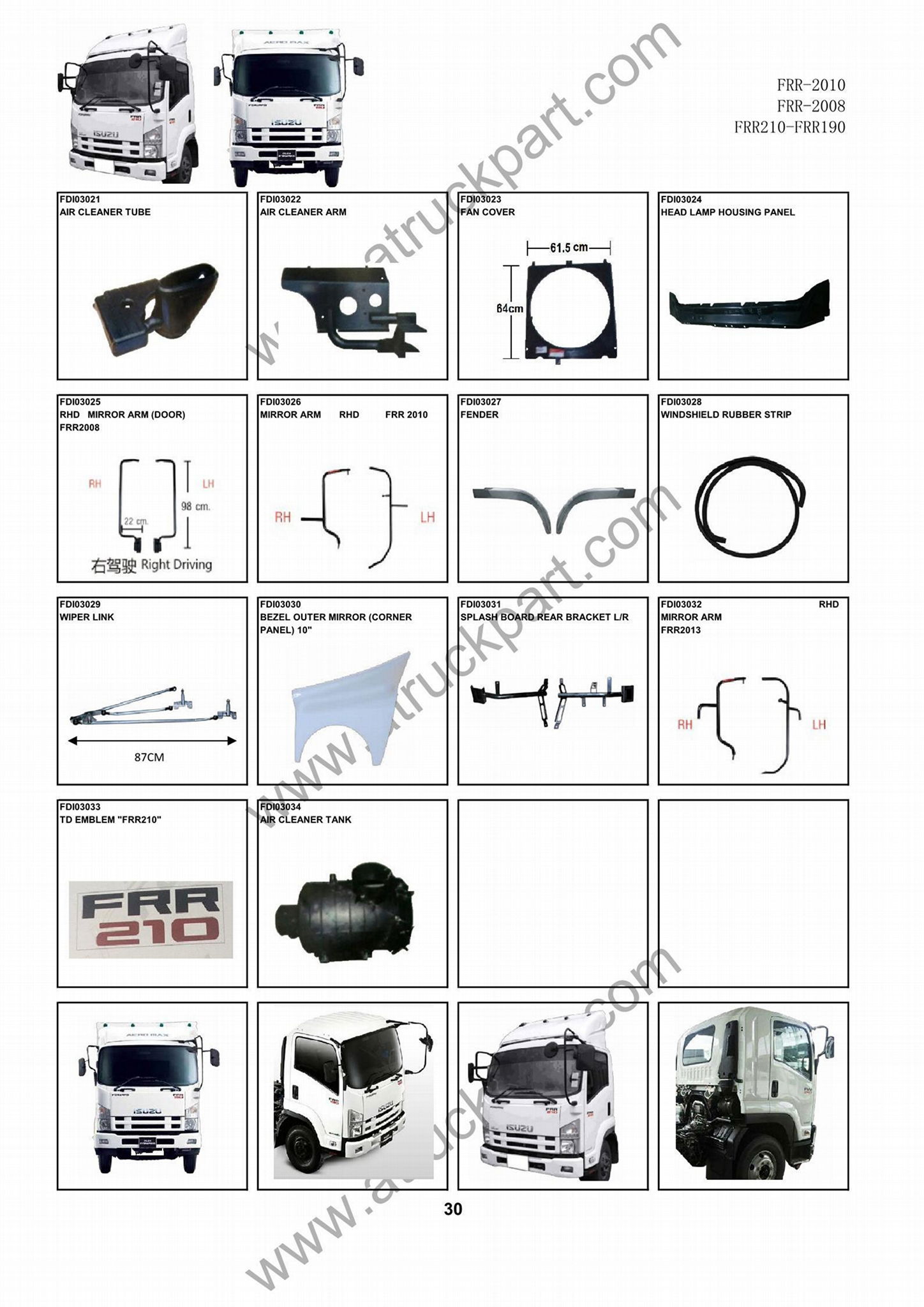 ISUZU FRR210 FRR190 Truck Spare Parts accesories body parts FDI03