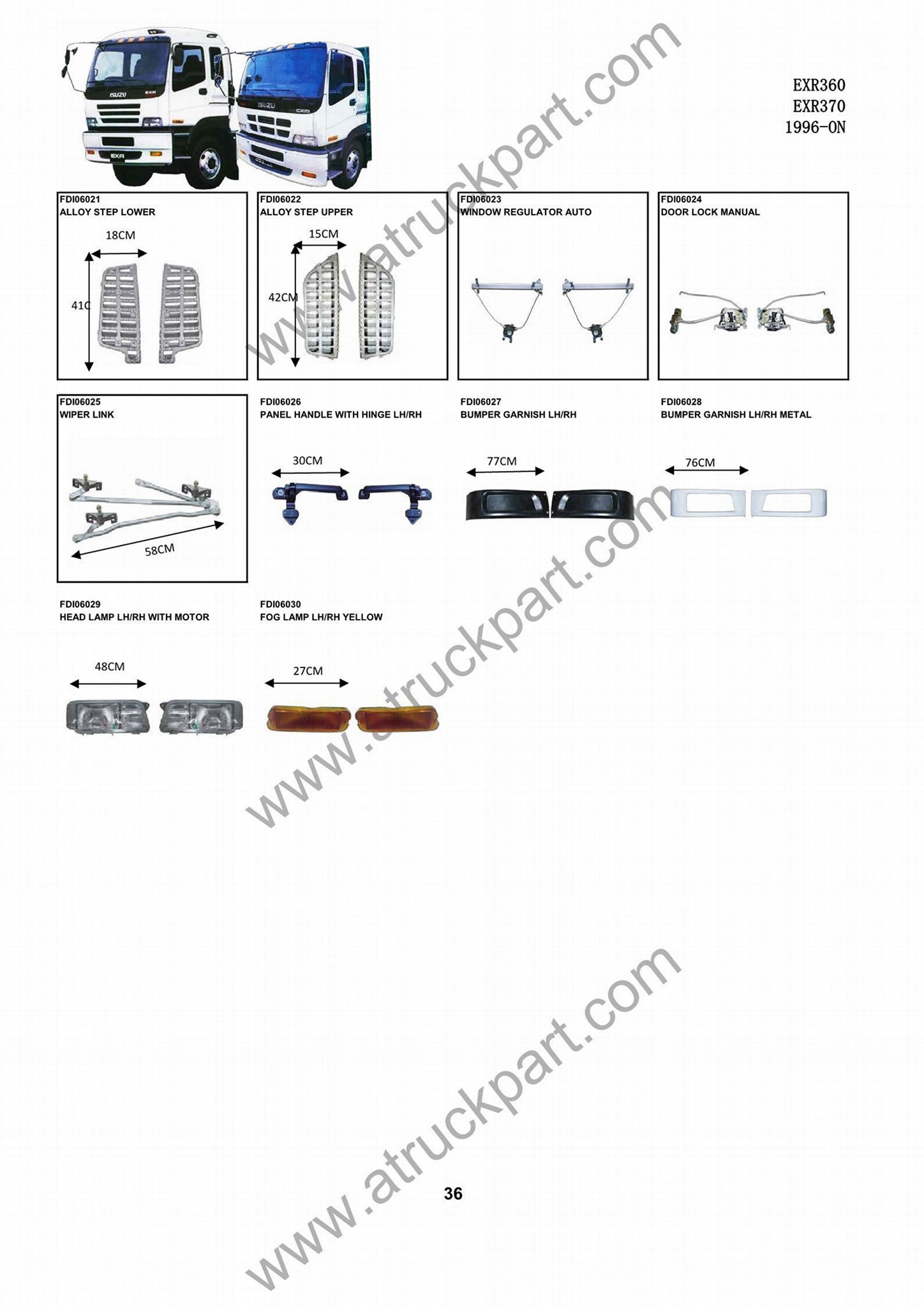 ISUZU EXR360 EXR370 Truck Spare Parts accesories body parts