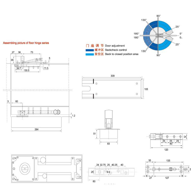 Hot sale hydraulic floor spring door closer 4