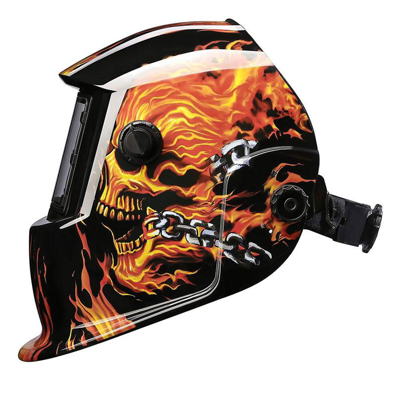 Dabu Solar Powered Flaming Skull Welding Helmet Auto Darkening Professional Hood 4