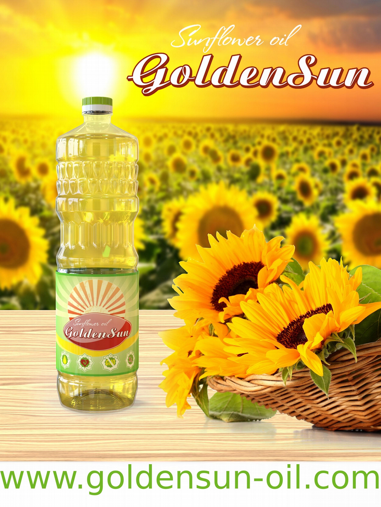 Refined Sunflower Oil 1L Bottle 1Ltr GoldenSun (Ukraine