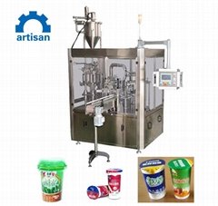 jelly noodle yougurt cup filling sealing rotary type machine