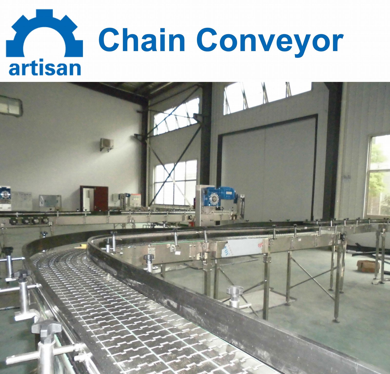 Automatic Plastic Steel Chain Plate Belt Conveyor for Beverage Cosmetic 4