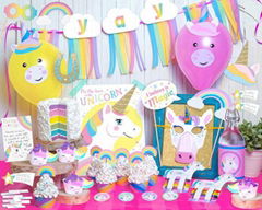 MM001 Unicorn Party Supplies Set DIY Garland flags banner photo props Unicorn