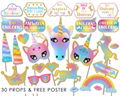 Party Supplies kids birthday party Decoration 30 pcs Unicorn PhotoBooth Props  1