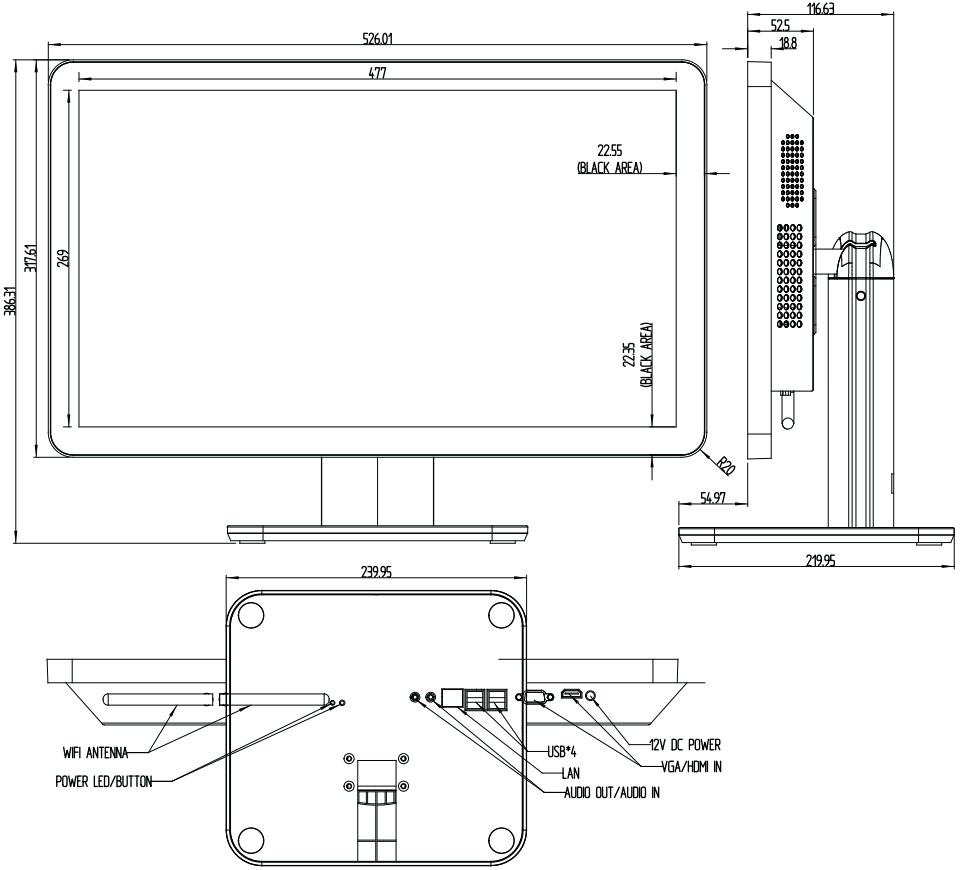 Capacitive LCD Light Head Parallel Port Android 32-inch Wall-mounted 2