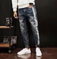 Fall / winter jeans men's tide stripes washed retro men's trousers baggy straigh