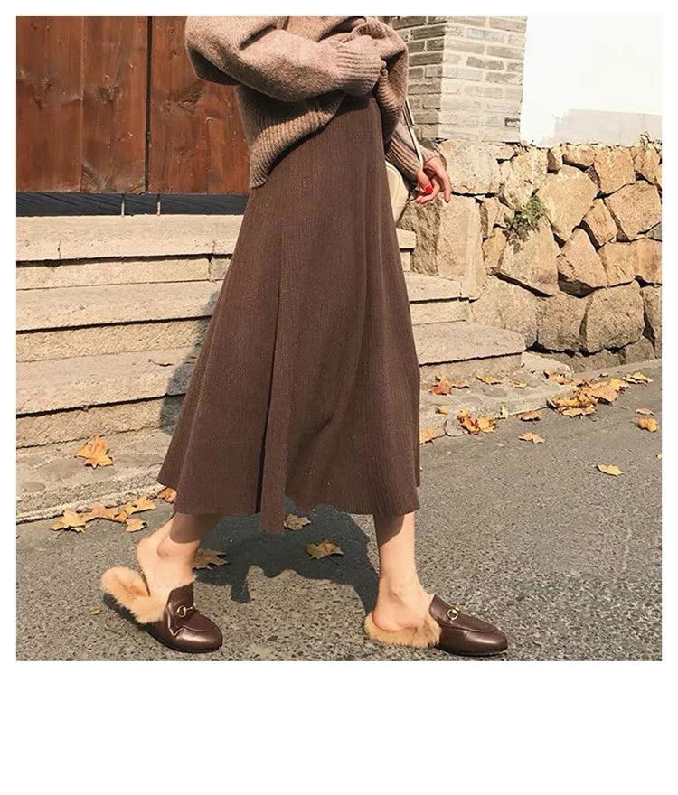 The new women's sweater skirt in autumn and winter features a long high waist an 3