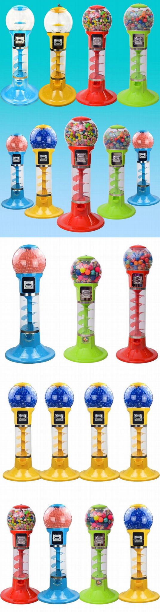 Gumball Candy Bouncy Balls Toy Capsules Spiral Vending Machine 5