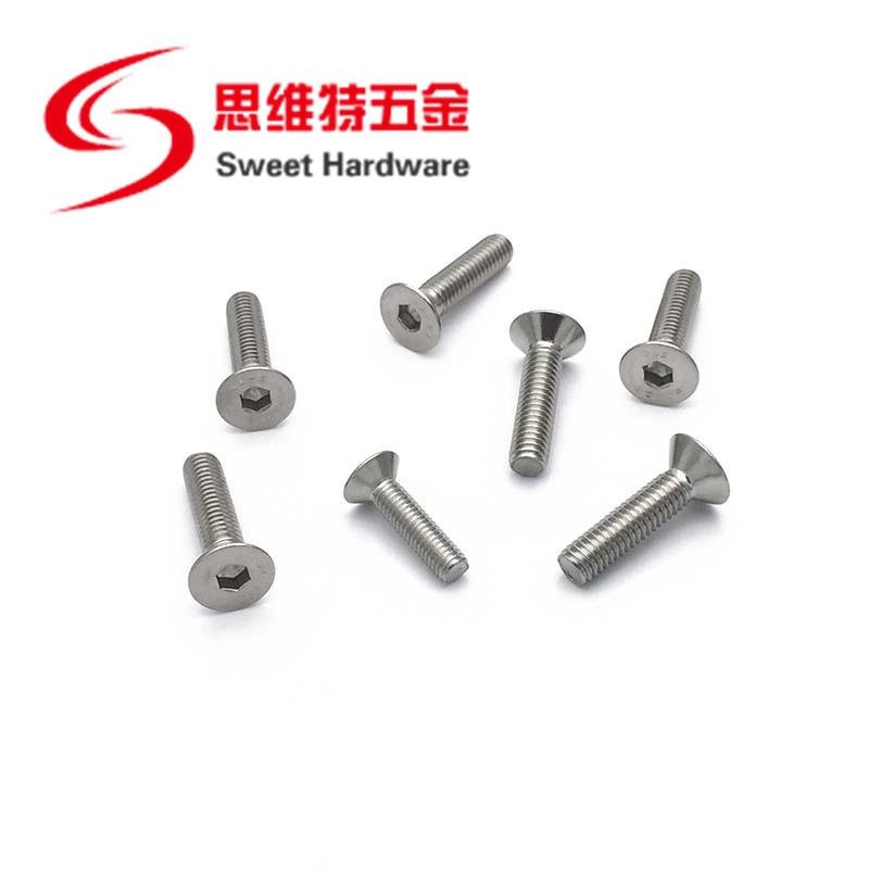Samples available allen hex flat head screw DIN7991 304 stainless steel  2