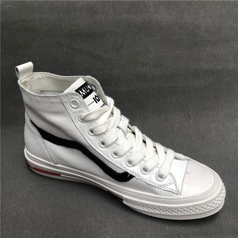 Fashioned flat-soled leather student casual shoes