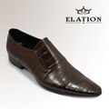 Coffee Calfskin Pointed Toe Mens Dress Shoes