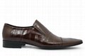 Coffee Calfskin Pointed Toe Mens Dress Shoes 2