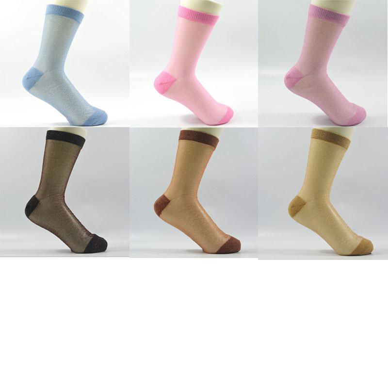 Sheer multi crew socks Polyamide socks fashion sock women's sock