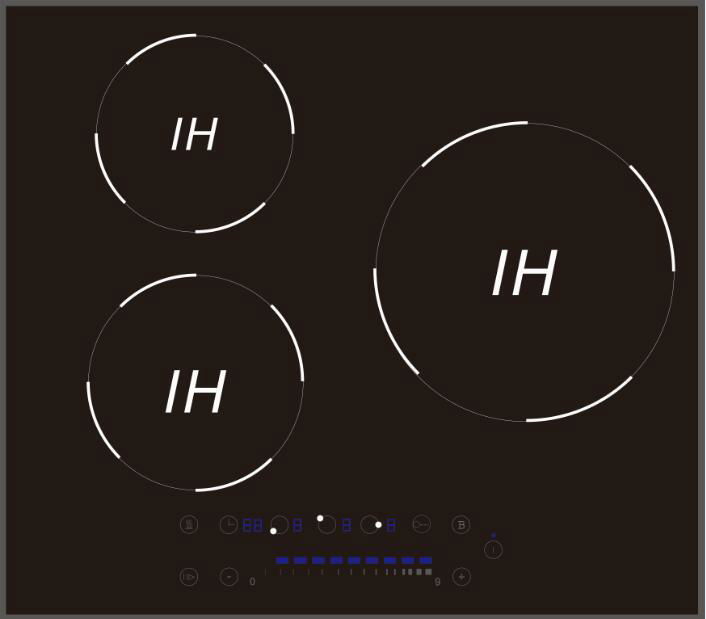 3 burner induction cooker for built in type 3