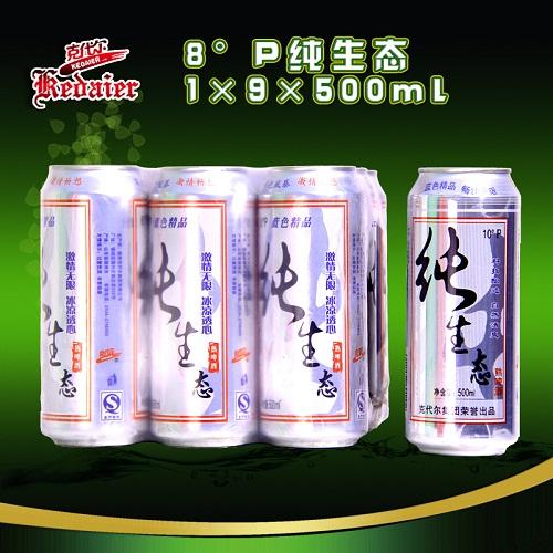 8°P山東德州克代爾純生態啤酒1×9×500ml