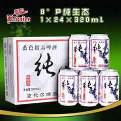 8°P山東德州克代爾純生態啤酒1×24×320ml