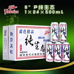 8°P山东德州克代尔纯生态啤酒1×24×500ml