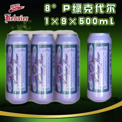 8°P山东德州克代尔绿克代尔啤酒1×9×500ml