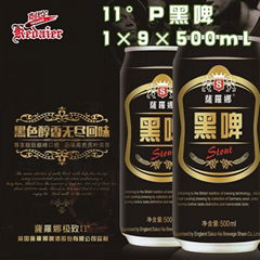 11°P山东德州克代尔黑啤萨罗娜啤酒1×9×500ml