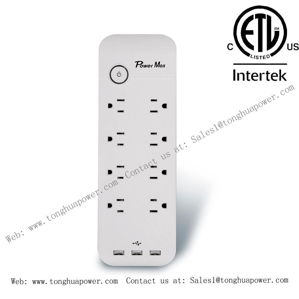 8 Outlets Power Strip with Surge Protector 3 USB Charging port 5 V 3.1 A ETL Cer