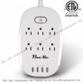 6 Outlets with 4 USB Charging port 5V