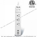 3 Outlets 3 USB Power strip