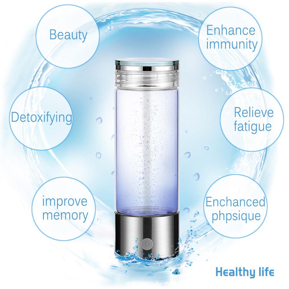 Hydrogen Rich Portable Healthy Rechargable Glass Water Bottle 4