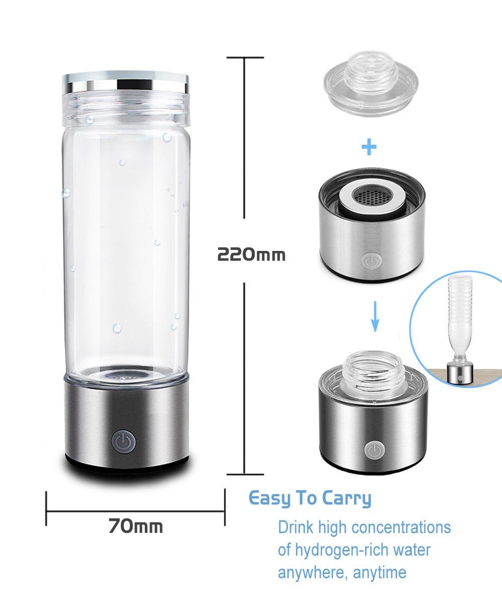 Hydrogen Rich Portable Healthy Rechargable Glass Water Bottle 2