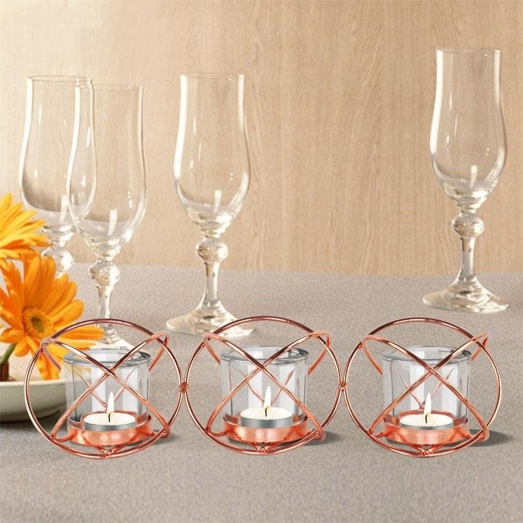 metal candle holder with glass  2
