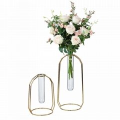 metal flower stand  with tube glass