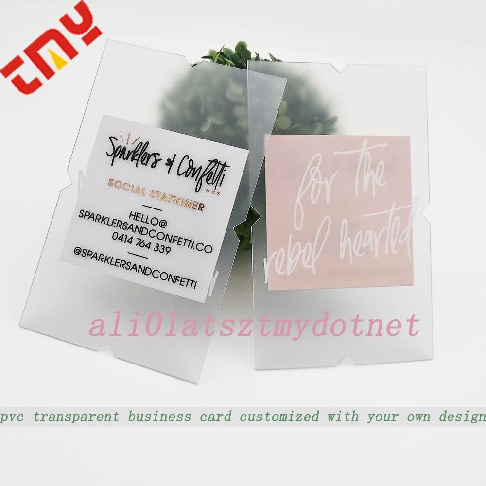 Custom Die Cut Pvc Transparent Plastic Rose Gold Foil Business Cards Printing