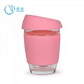 Fancy Glass Water Cup with Silicone Rubber Sleeve, Sports Water Cups