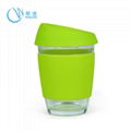 Fancy Glass Water Cup with Silicone Rubber Sleeve, Sports Water Cups