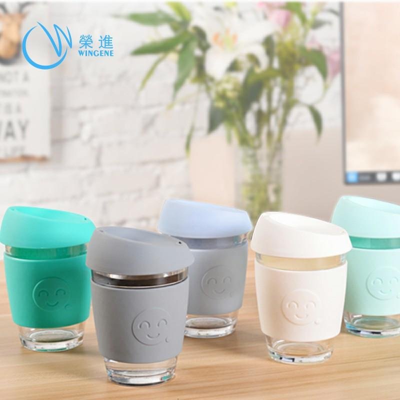 Fancy Glass Water Cup with Silicone Rubber Sleeve, Sports Water Cups 3