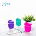 Fancy Glass Water Cup with Silicone Rubber Sleeve, Sports Water Cups