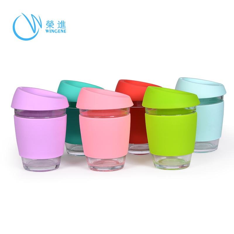 Fancy Glass Water Cup with Silicone Rubber Sleeve, Sports Water Cups 5