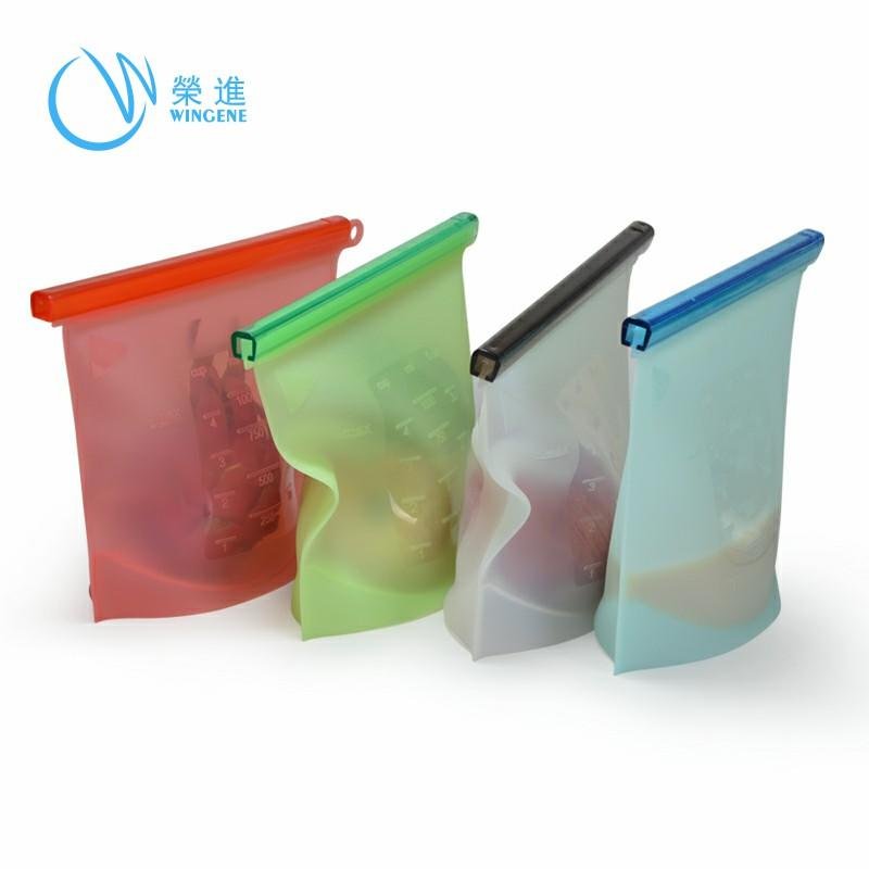 Wingenes Home Food Sealing Container Reusable Storage Silicone Food Fresh Bag 5