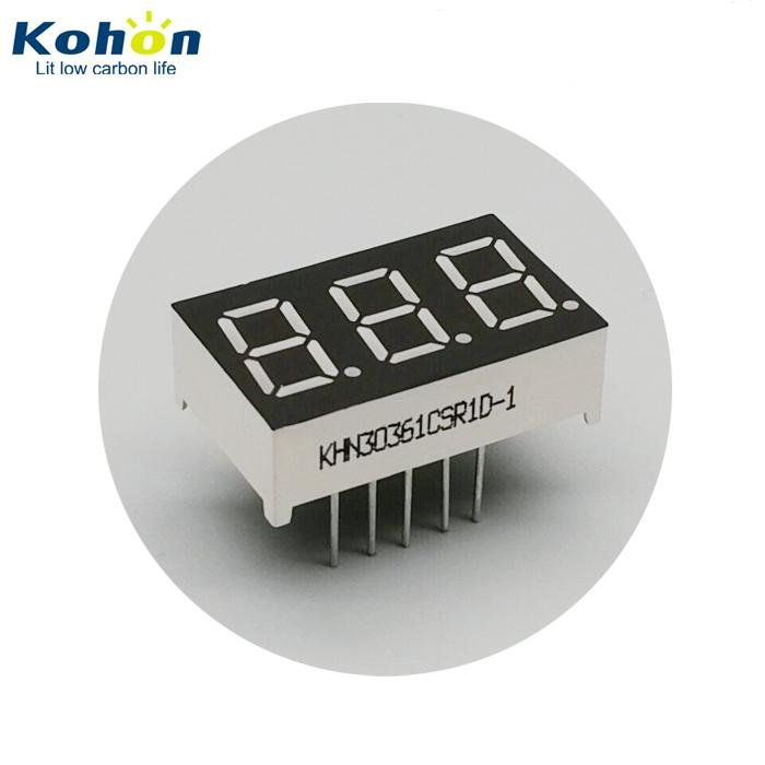 Small 0.36 inch RED anode 3 digit 7 segment led digital display