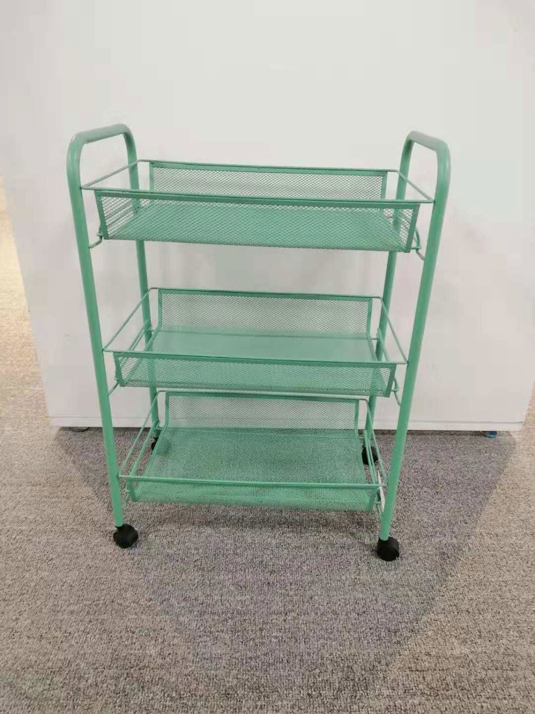 Three layer storage food shelf kitchen trolley cart 