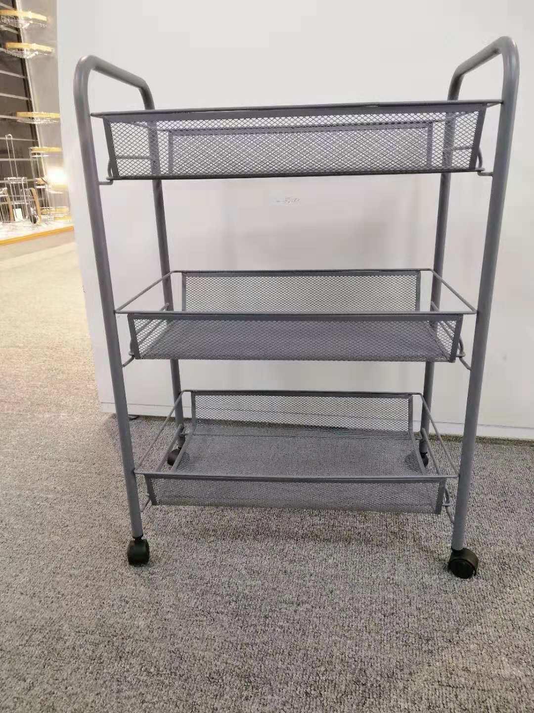 Three layer storage food shelf kitchen trolley cart  2