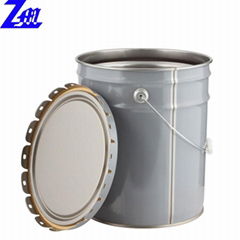 empty 5 gallon 20L paint tin metal pail bucket with lid chemical pail